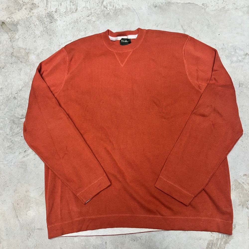 Eddie Bauer Crew Neck Long Sleeve Sweater Orange Cotton XL